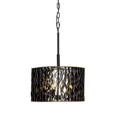 Estela 3-Lt Convertible Pendant/Semi-Flush - Matte Black/French Gold by Varaluz