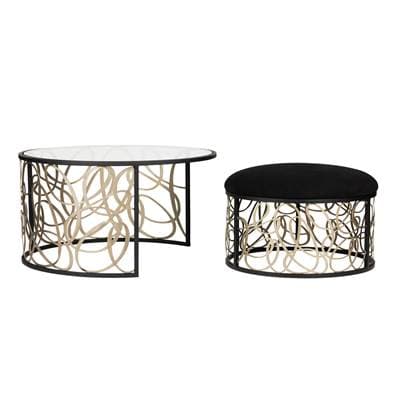 Varaluz Scribble Nesting Coffee Table and Ottoman - Matte Black/artifact - Matte Black Artifact by Varaluz