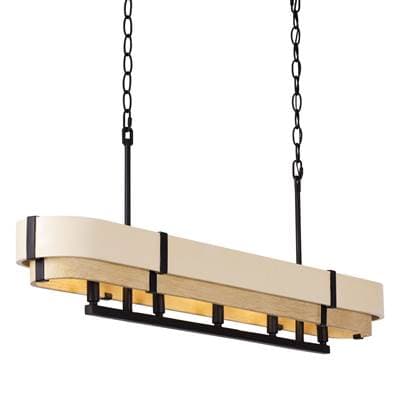 Varaluz Blonde Moment 5-Lt Linear Pendant - Matte Black/honey/medium Oak - Matte Black Honey...