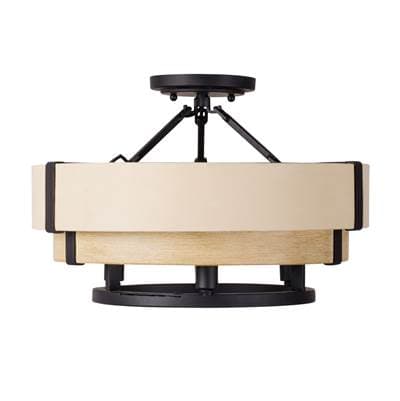 Varaluz Blonde Moment 3-Lt Semi-flush - Matte Black/honey/medium Oak - Matte Black Honey Medium Oak by Varaluz