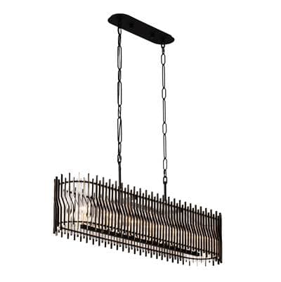 Varaluz Park Row 6-Lt Linear Pendant - Matte Black/french Gold - Matte Black French Gold by Varaluz