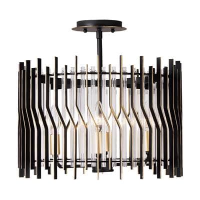 Varaluz Park Row 4-Lt Semi-flush - Matte Black/french Gold - Matte Black French Gold