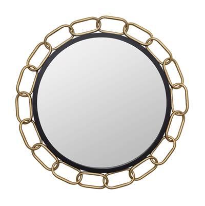 Chains of Love 30-in Round Wall Mirror - Matte Black/Textured Gold by Varaluz