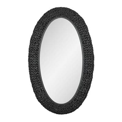 Varaluz Athena 24x40 Oval Wall Mirror - Matte Black/black Seagrass - Matte Black Black Seagrass by Varaluz
