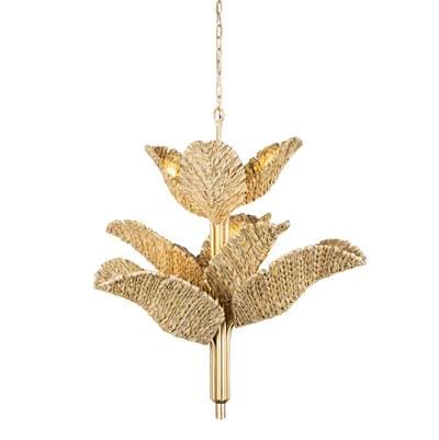 Varaluz Banana Leaf 9-Lt Chandelier - French Gold/natural Seagrass - French Gold Natural Seagrass by Varaluz