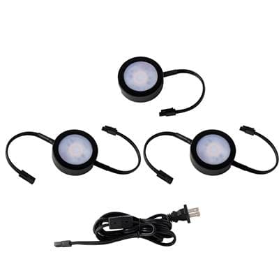 WAC Lighting Puck Light Kit- 2 Double Wire Lights, 1 Single Wire Lights, and Cord - Black by WAC Lighting