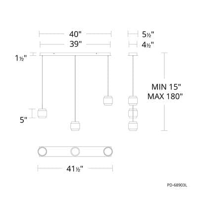 WAC Lighting Banded Chandelier Light - Agedbrass