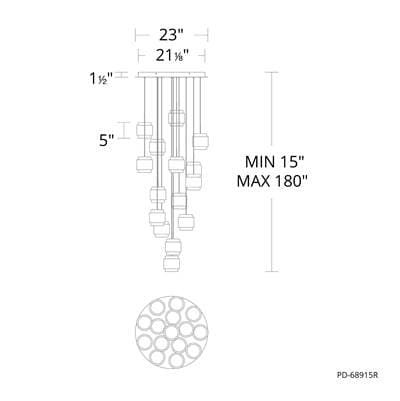 WAC Lighting Banded Chandelier Light - Agedbrass