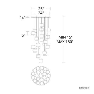 WAC Lighting Banded Chandelier Light - Agedbrass