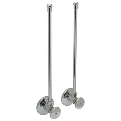 Zurnindustries Two Standard Angle Stops with Round Wheel Handles, 12'' Flexible Risers, Steel...