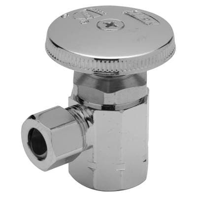 Zurnindustries Standard Angle Stop Valve with Compression-to-compression Fitting, Round Wheel...
