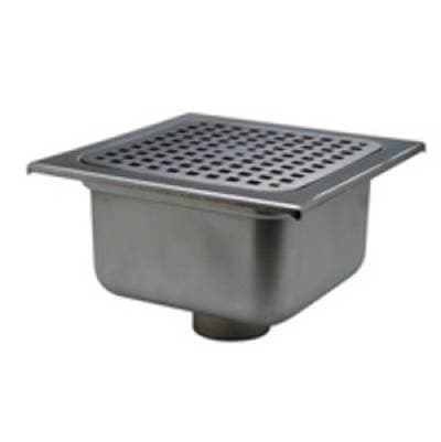 Zurnindustries 12'' X 12'' Sq SS Sani Flor Receptor W/ 6'' Sump Depth & 2'' NH Outlet