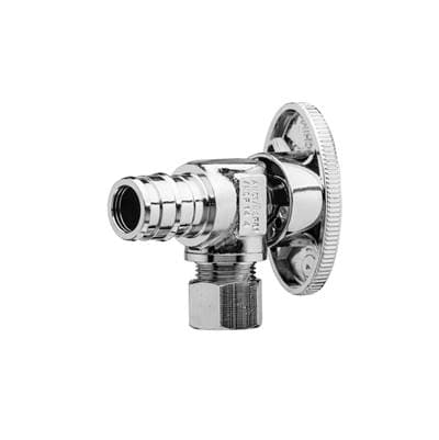 Zurnindustries F1960 Expansion XL Brass Angle Stop Valve- 1/2''EXPEX X3/8''od Cmprssn,1/4turn,cp