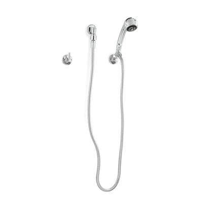 Zurnindustries Handwall W/60''metalhose,vb,elbow,flange,2 Wall Hooks - Chrome Plated