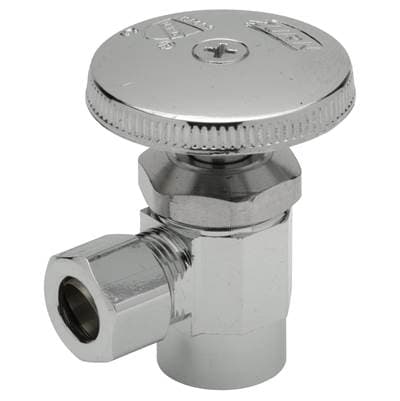 Zurnindustries Standard Angle Stop Valve with Round Wheel Handle, 1/2'' Cop/ Sweat Fitting, 3/8''...