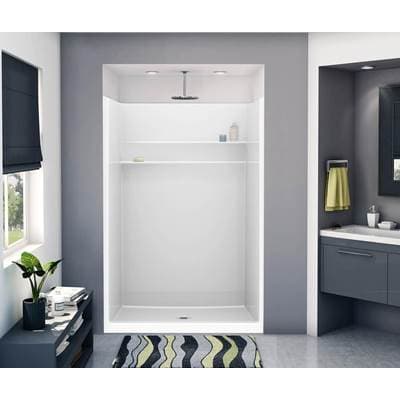 4836 SH AcrylX Alcove Center Drain One-Piece Shower in White White