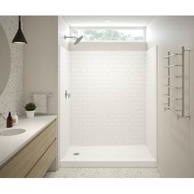 16030STTM AFR AcrylX Alcove Left-Hand Drain One-Piece Shower in Bone Bone by Aker