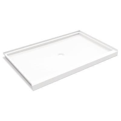 Icon 6038 ANSI B SMC Alcove Shower Base with Center Drain in White White