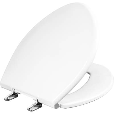 1000CPT Bemis Round/Elongated Paramont Commercial Plastic Toilet Seat in White with Chrome Hinge and Stay-Tite Commercial Fastening System