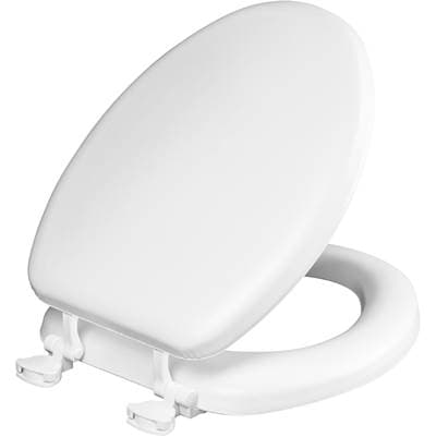 115EC Mayfair by Bemis Eden Elongated Cushioned Vinyl Soft Toilet Seat in White Featuring Stay-Tite Seat Fastening System, Easy-Clean, and DuraGuard
