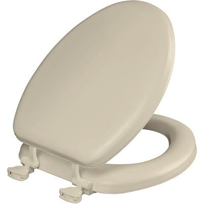 115EC Mayfair by Bemis Eden Elongated Cushioned Vinyl Soft Toilet Seat in Bone Featuring Stay-Tite Seat Fastening System, Easy-Clean, and DuraGuard by Bemis