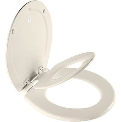 1888SLOW Bemis NextStep2 Elongated Enameled Wood Potty Training Toilet Seat in Biscuit Featuring Stay-Tite Seat Fastening System, Whisper-Close, Precision-Fit, and Easy-Clean by Bemis