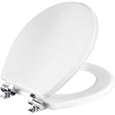 26CHSLA Mayfair by Bemis Benton Round Enameled Wood White Featuring Stay-Tite Seat Fastening System and Whisper-Close with Metal Chrome Hinges by Bemis