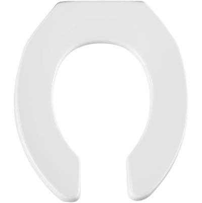 955CT Bemis Round Open Front Less Cover Commercial Plastic Toilet Seat in White Featuring Stay-Tite Commercial Fastening System Check Hinge