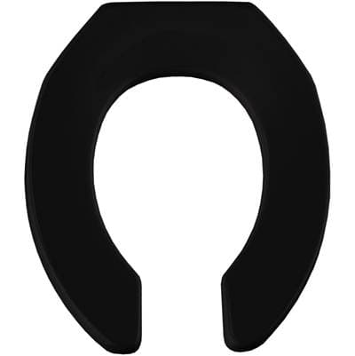 955SSCT Bemis Round Open Front Less Cover Commercial Plastic Toilet Seat in Black with Stay-Tite Commercial Fastening System Self-Sustaining Check Hinge by Bemis