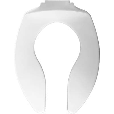 9400SSCT Church Elongated Open Front Less Cover Commercial Plastic Posturemold with Self-Sustaining Check Hinges Toilet Seat in White Featuring Stay-Tite Commercial Seat Fastening System