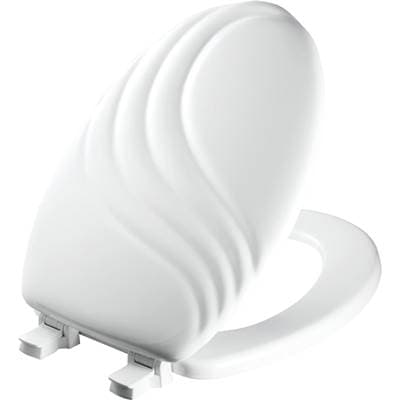 127ECA Mayfair by Bemis Swirl Elongated Enameled Wood Swirl Design Toilet Seat in White with Stay-Tite Seat Fastening System and Easy-Clean