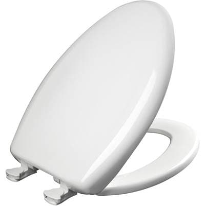 1200SLOWT Bemis Classic Colors Elongated Plastic Toilet Seat in Crane White Featuring Stay-Tite Seat Fastening System, Whisper-Close, and Easy-Clean