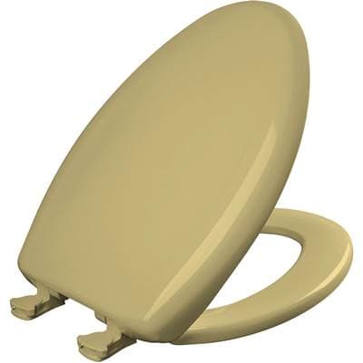1200SLOWT Bemis Classic Colors Elongated Plastic Toilet Seat in Harvest Gold Featuring Stay-Tite Seat Fastening System, Whisper-Close, and Easy-Clean
