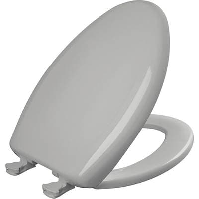 1200SLOWT Bemis Classic Colors Elongated Plastic Toilet Seat in Silver Featuring Stay-Tite Seat Fastening System, Whisper-Close, and Easy-Clean