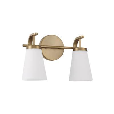 14'' W x 9'' H 2-Light Vanity in Aged Brass with Tapered Soft White Glass by Capital Lighting