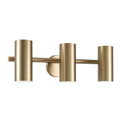 24'' W x 8'' H 3-Light Adjustable Vanity in Aged Brass with Matte White Interior and Repositional Metal Shades