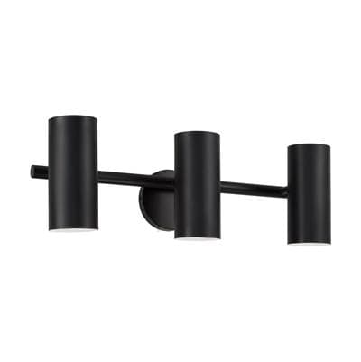 24'' W x 8'' H 3-Light Adjustable Vanity in Matte Black with Matte White Interior and Repositional Metal Shades