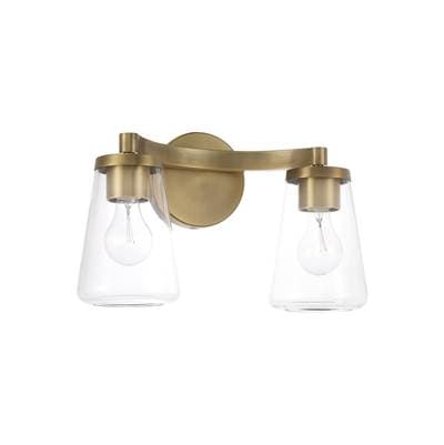15'' W x 9.5'' H 2-Light Vanity in Aged Brass with Clear Glass by Capital Lighting