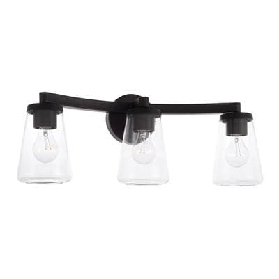 24.25'' W x 9.5'' H 3-Light Vanity in Matte Black with Clear Glass