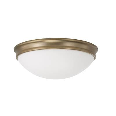 12.5'' W x 4.25'' H 2-Light Flush Mount in Aged Brass with Soft White Glass Diffuser