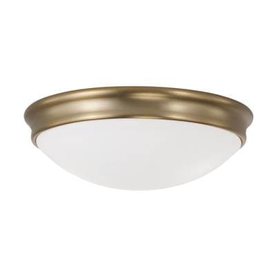 14'' W x 5'' H 3-Light Flush Mount in Aged Brass with Soft White Glass Diffuser
