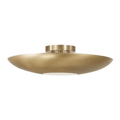 22.5'' W x 6'' H 1-Light Modern Semi-Flush in Aged Brass with Real Alabaster Diffuser