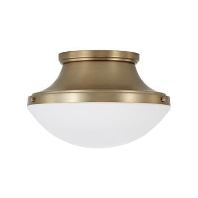 14'' W x 9'' H 3-Light Teardrop Flush Mount in Aged Brass with Soft White Glass