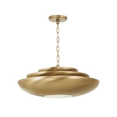 21.5'' W x 8.5'' H 1-Light Modern Tiered Bowl Pendant in Aged Brass with Real Alabaster Diffuser by Capital Lighting