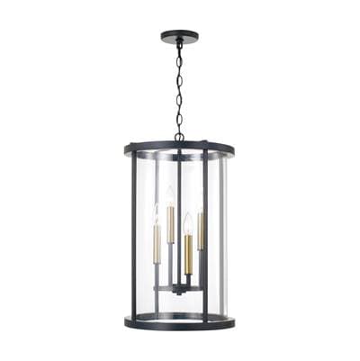 14.75'' W x 25.25'' H 5-Light Pendant in Matte Espresso with Clear Glass and Interchangeable Espresso and Brass candle sleeves