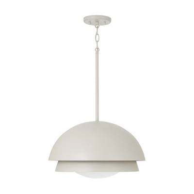 17.25'' W x 10.5'' H 1-Light Modern Tiered Dome Pendant in Taupe with Soft White Glass Diffuser