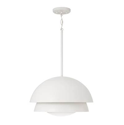 17.25'' W x 10.5'' H 1-Light Modern Tiered Dome Pendant in Matte White with Soft White Glass Diffuser by Capital Lighting