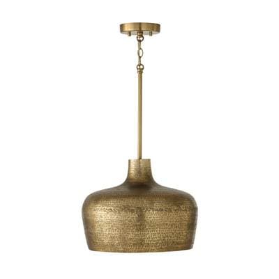 15'' W x 11.5'' H 1-Light Handcrafted Pendant in Tibetan Hammered Brass by Capital Lighting