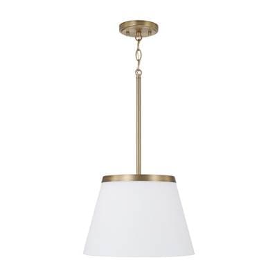 13.25'' W x 9'' H 1-Light Cone Pendant in Aged Brass with Soft White Glass