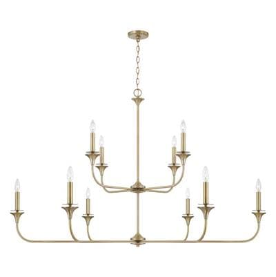 56'' W x 35'' H 10-Light Two-Tier Chandelier in Aged Brass with Flared Candlesticks by Capital Lighting